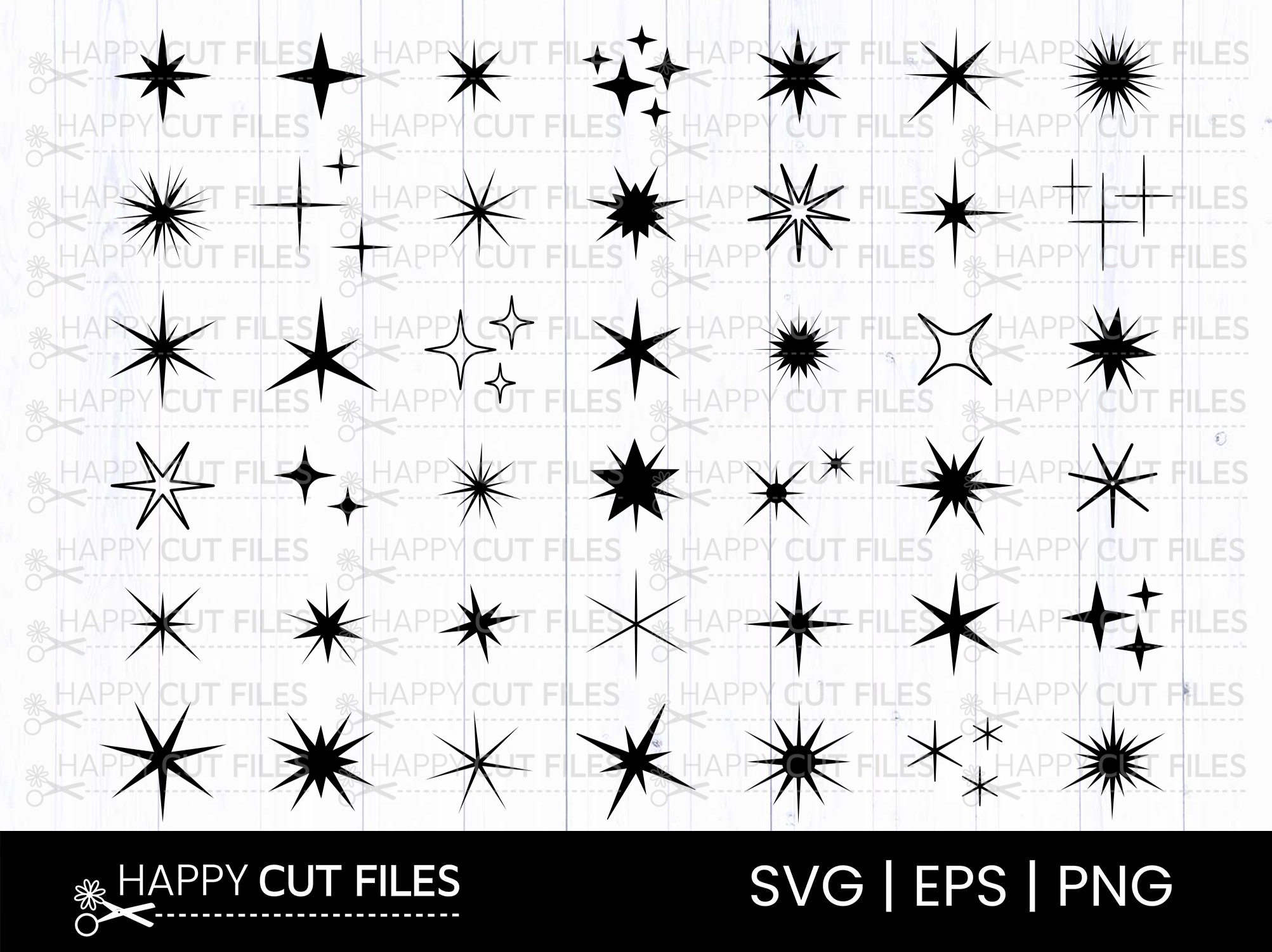 black and white star clipart