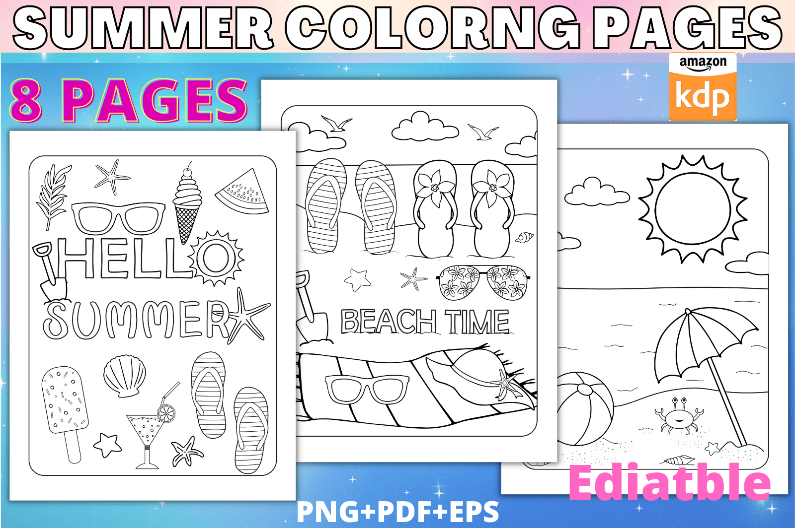 Summer Coloring Pages Original &Editable Graphic by Lelix Art ...