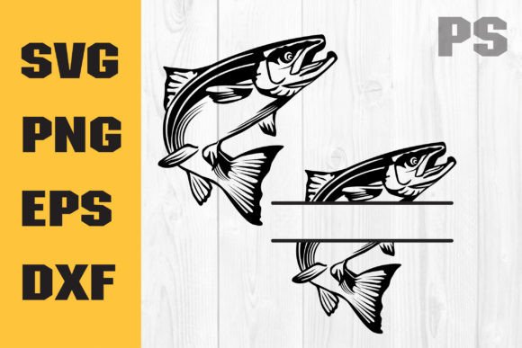 Salmon SVG , Fish Monogram , Fishing Graphic by ILukkystore