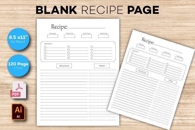 Blank Recipe Page / Recipe Card / Recipe Graphic by RakibS · Creative ...