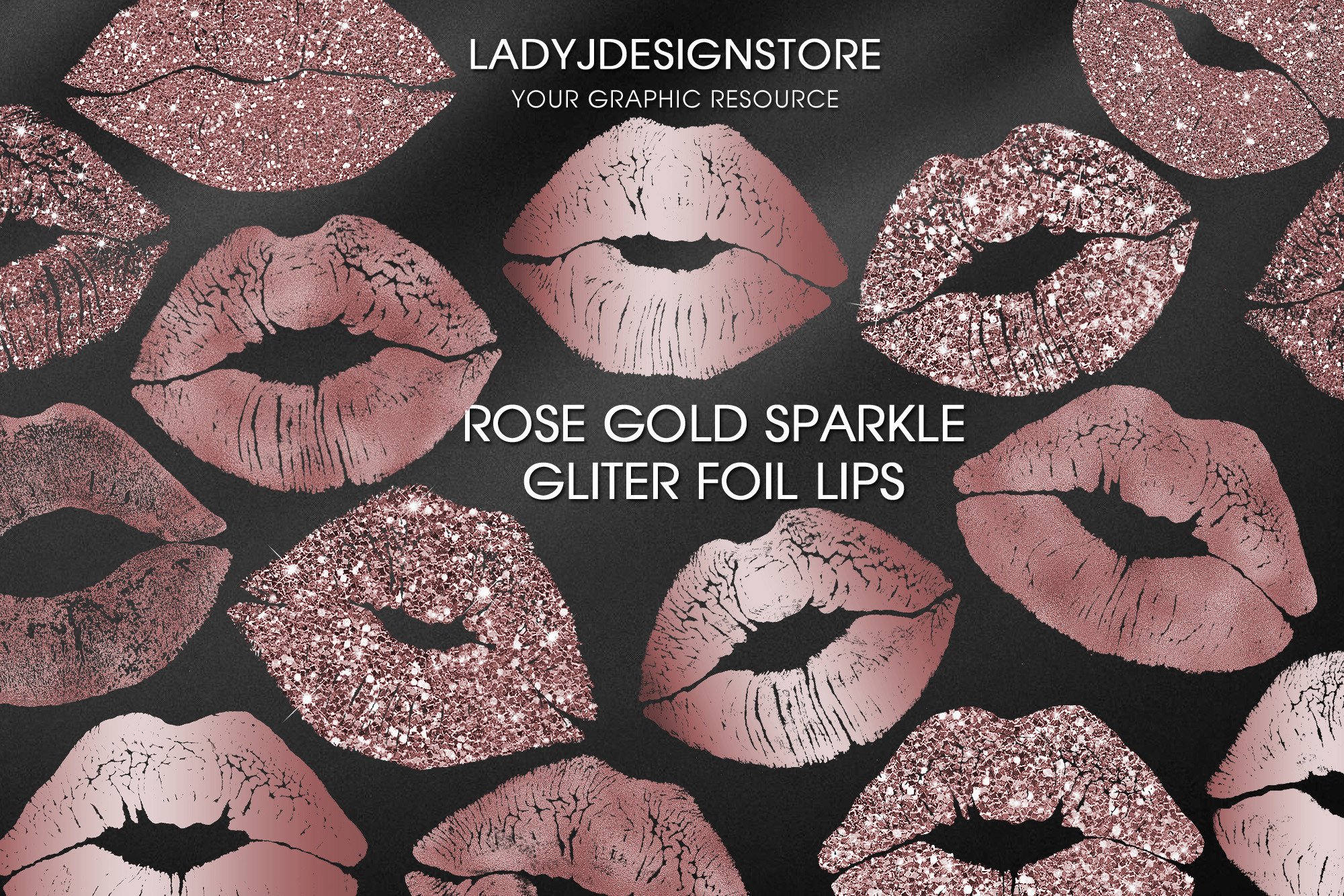 Rose Sparkle Lips Clip Art ladyjdesignstore · Creative Fabrica