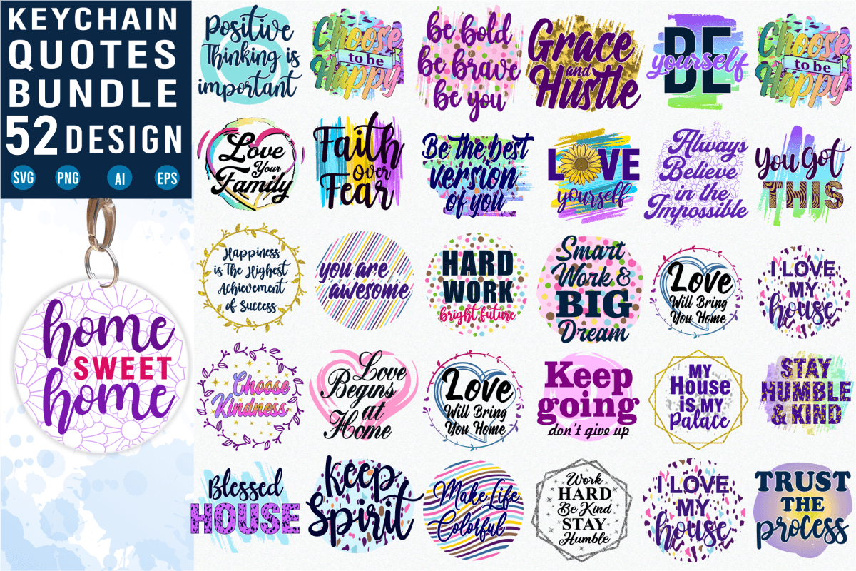 Motivational Keychain Bundle Graphic by GraphicsTreasures · Creative Fabrica
