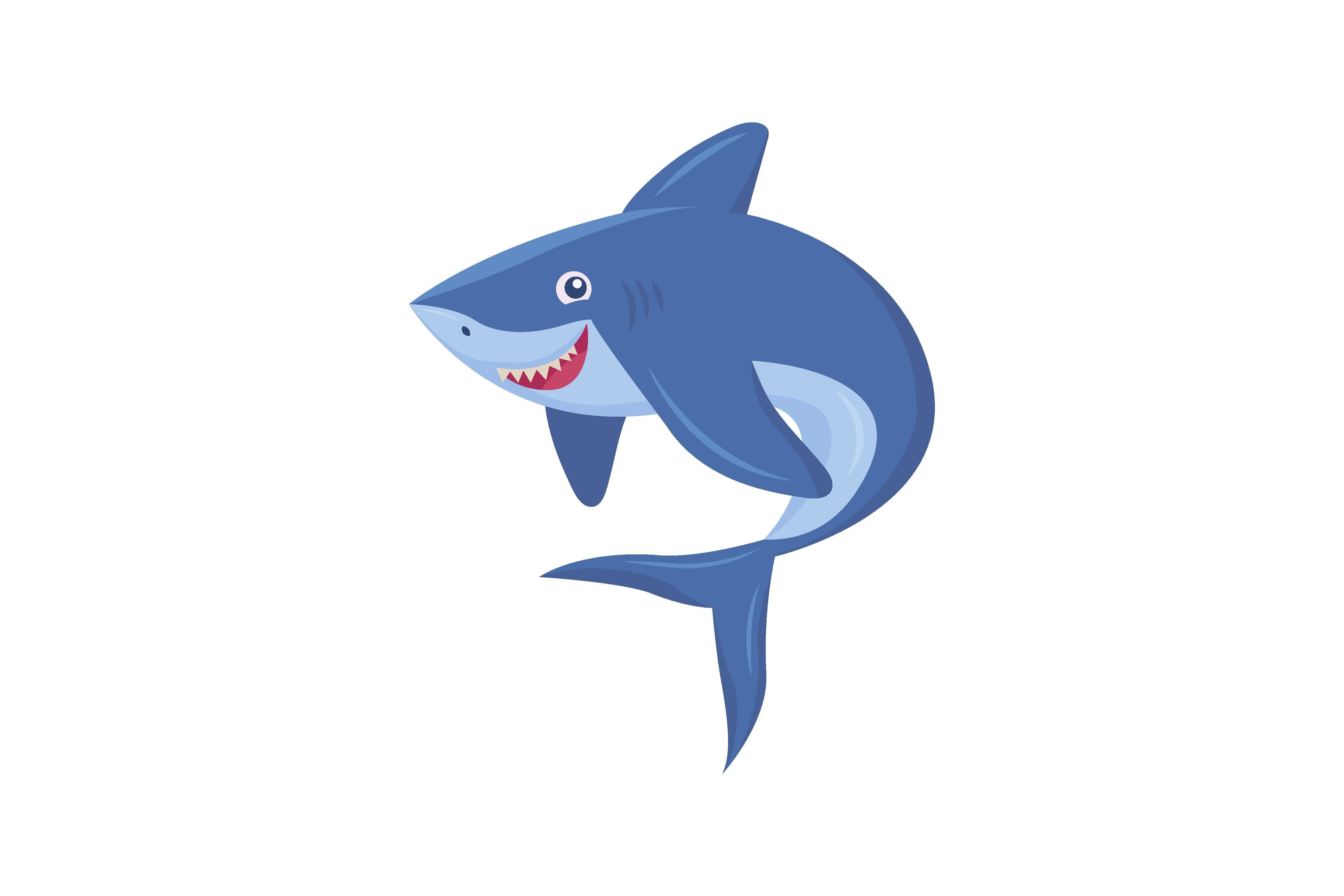 Cute Smiling Shark Flat Picture. Cartoon Grafik Von pch.vector · Creative  Fabrica