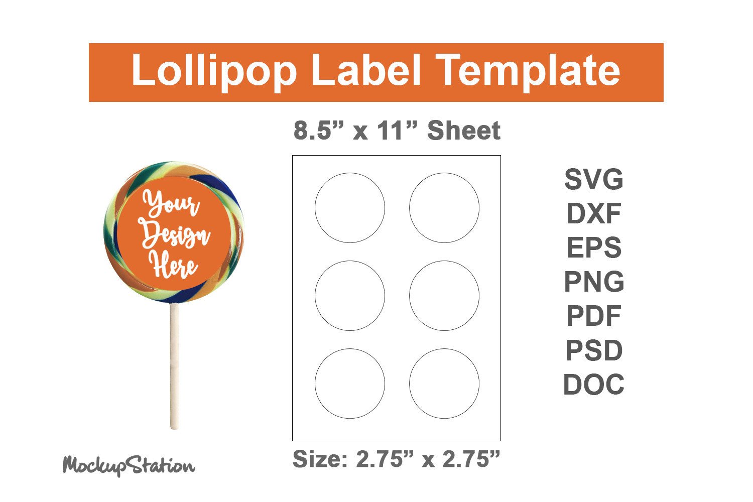 Lollipop Label Template SVG, Printable Afbeelding door Mockup Station