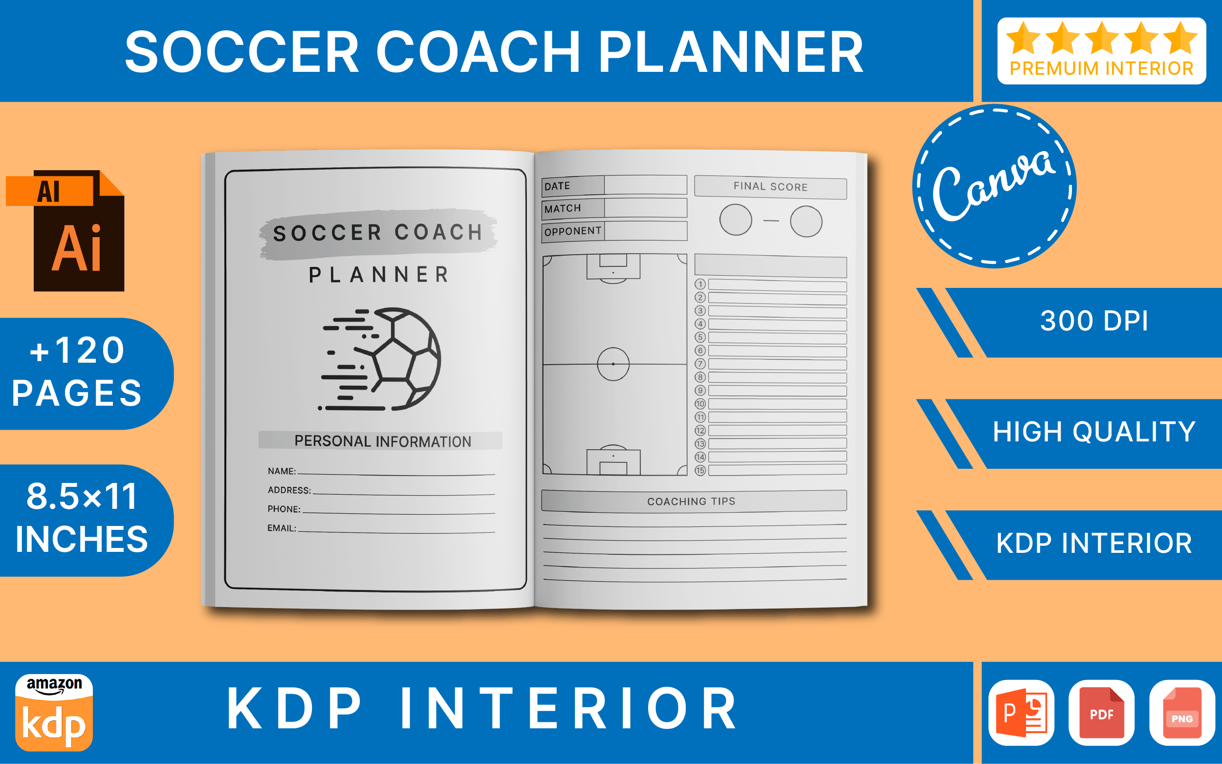 Soccer Coach Planner | KDP Interior Graphic by MetaDesigns · Creative ...