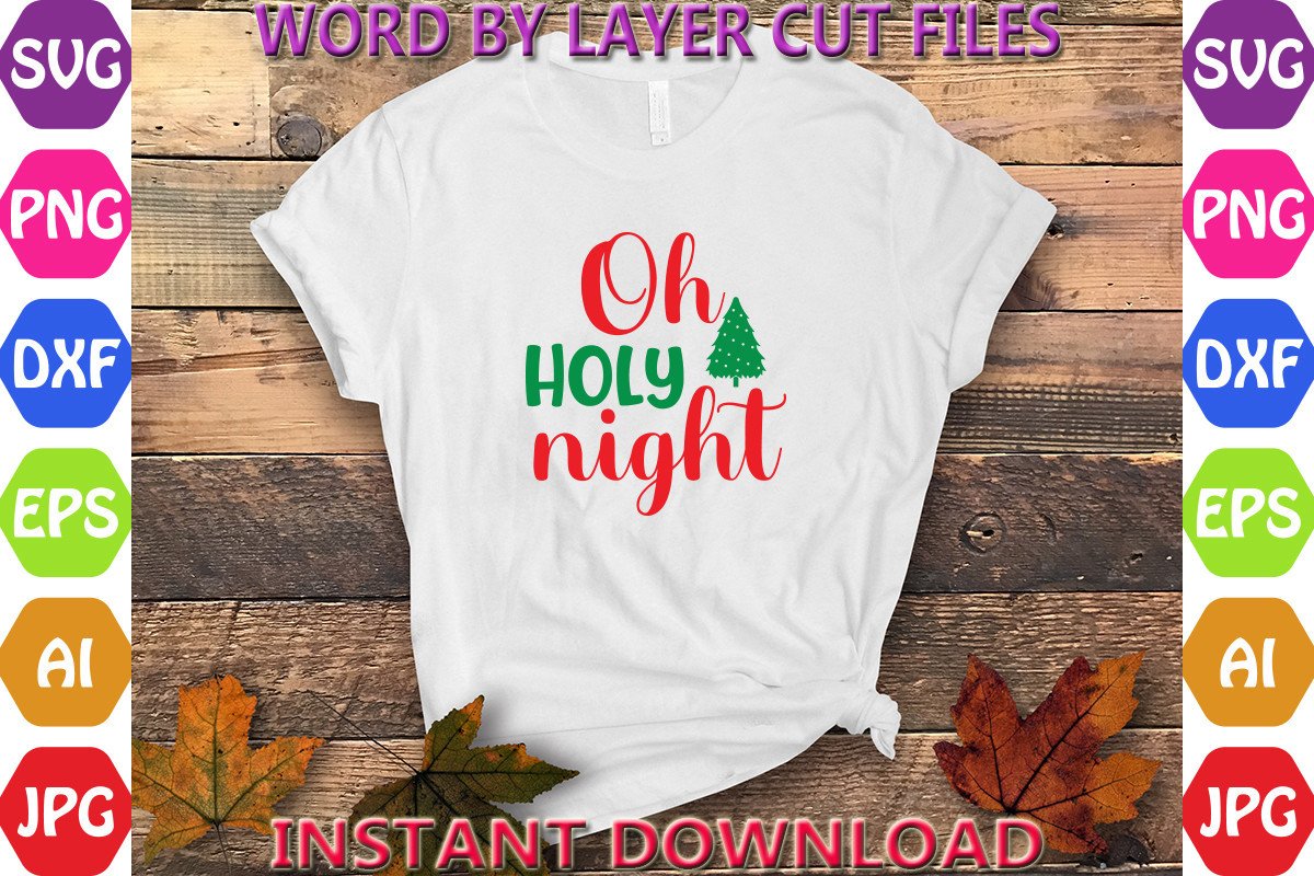 Oh Holy Night Cut File Free Graphic by Svg-Bundle_House · Creative Fabrica