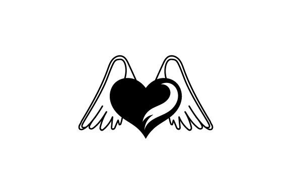 black broken heart with wings