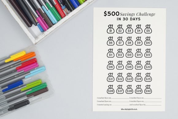 $500 Savings Challenge in 30 Days Graphic by Lilian Lily Digital