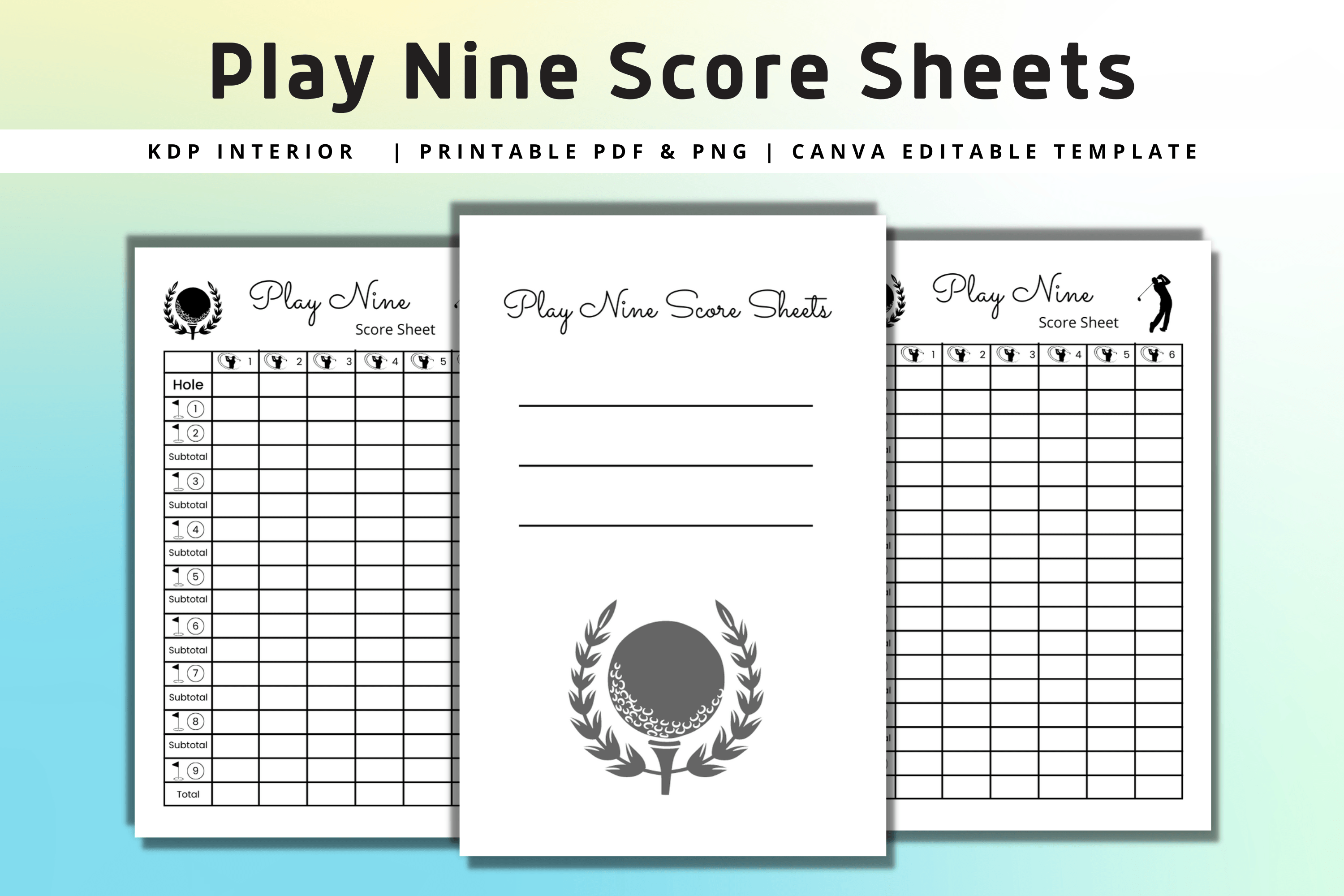 Play Nine Score Sheets  KDP Interior Graphic by Cool Worker · Creative  Fabrica