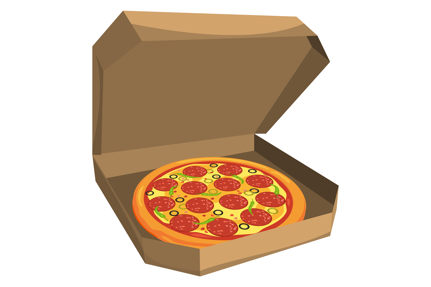 Open Pizza Box Cartoon Icon Tasty Food Graphics 38244767 1 
