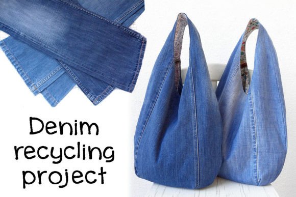 HOBO BAG FROM JEANS, HOBO BAG SEWING TUTORIAL, RECYCLE JEANS INTO BAGS