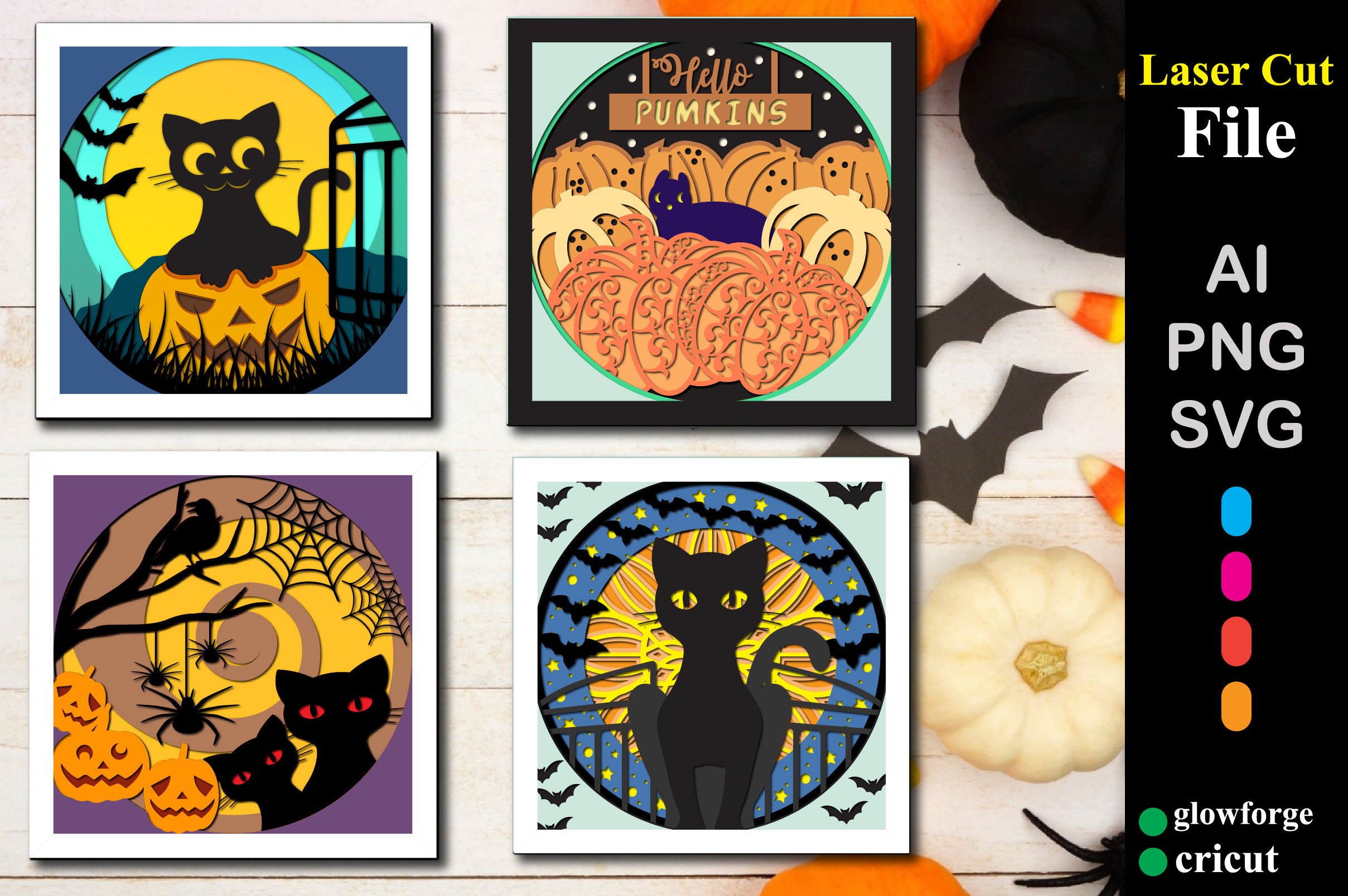 Pumpkins Halloween Shadow Box Bundle Graphic by SVG HUB · Creative Fabrica
