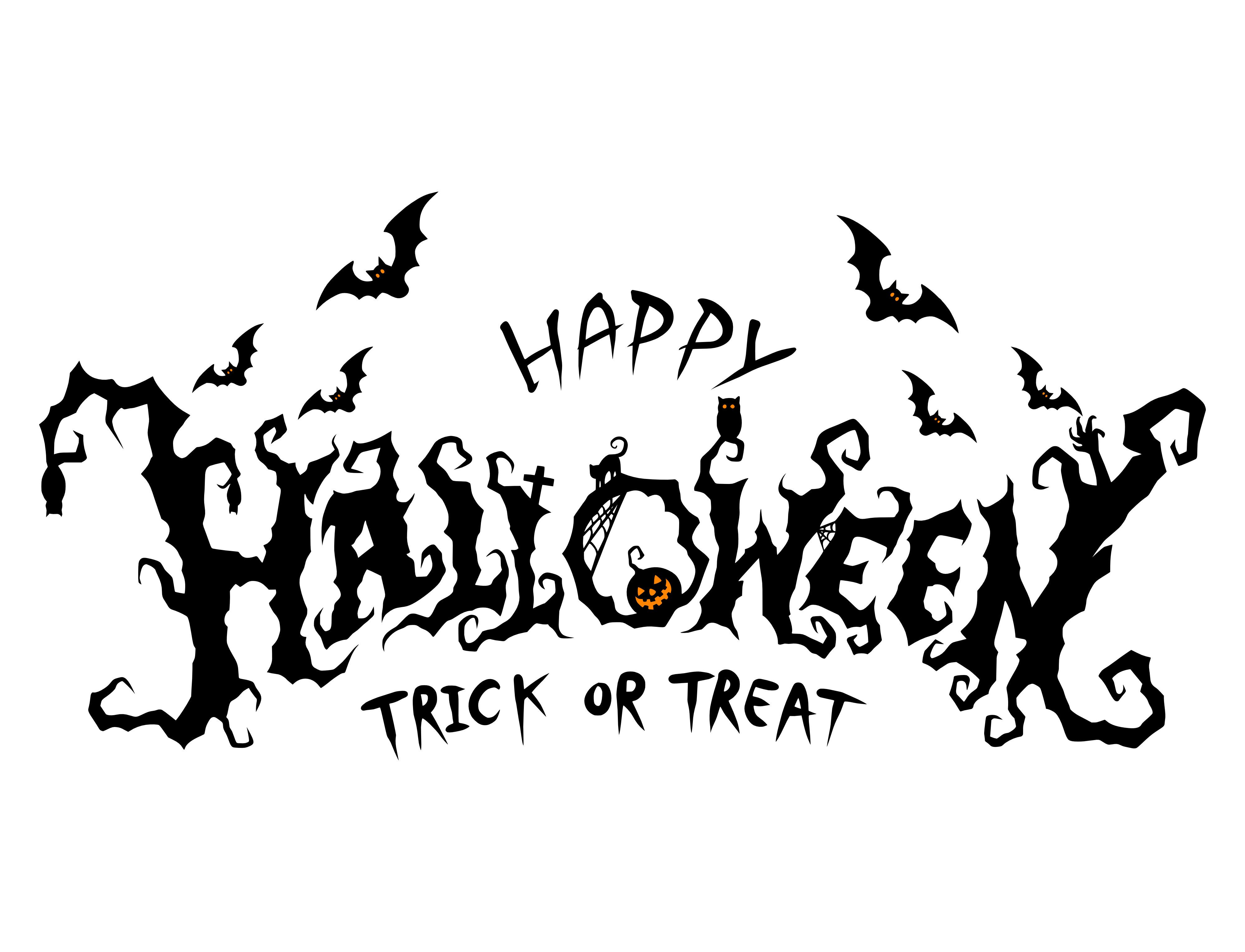 Happy Halloween Trick Or Treat Text Graphic By Tsatanist · Creative Fabrica