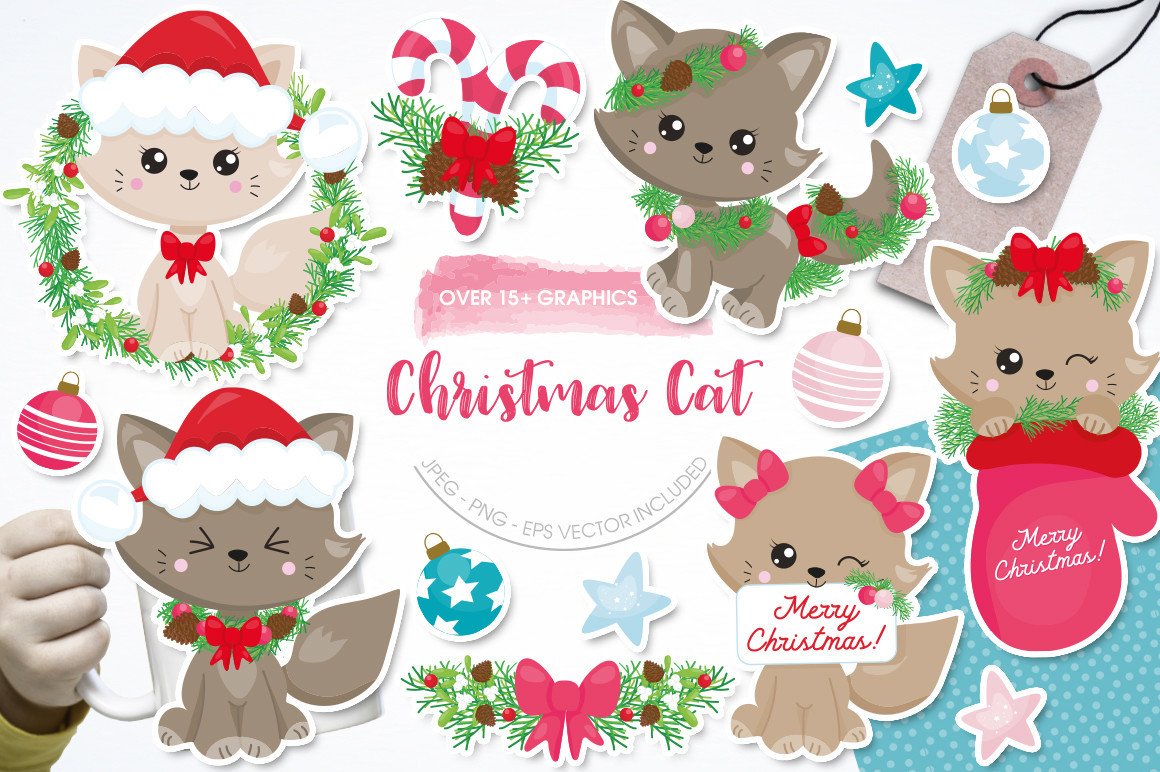 Christmas Cat Graphic by Prettygrafik · Creative Fabrica