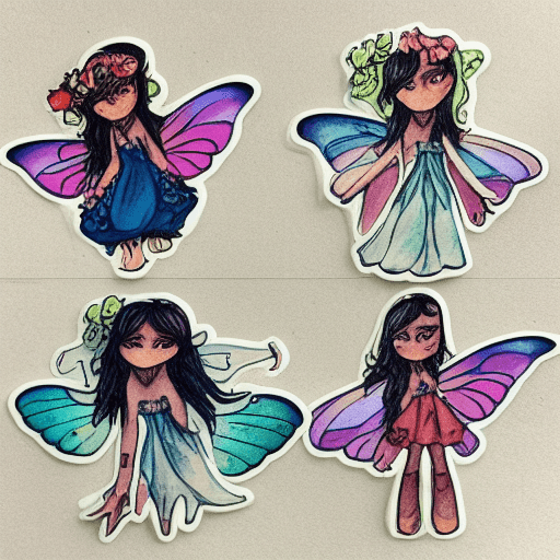 Watercolor Fairy Stickers · Creative Fabrica
