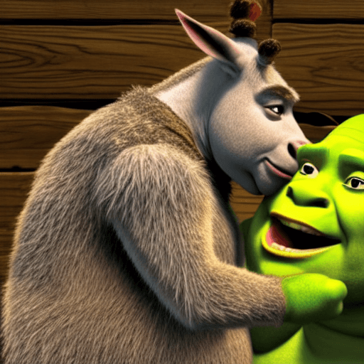 Shrek and Donkey in Love · Creative Fabrica