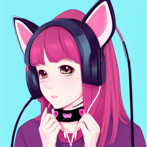 Cute Cat Ear Headphones Graphic · Creative Fabrica