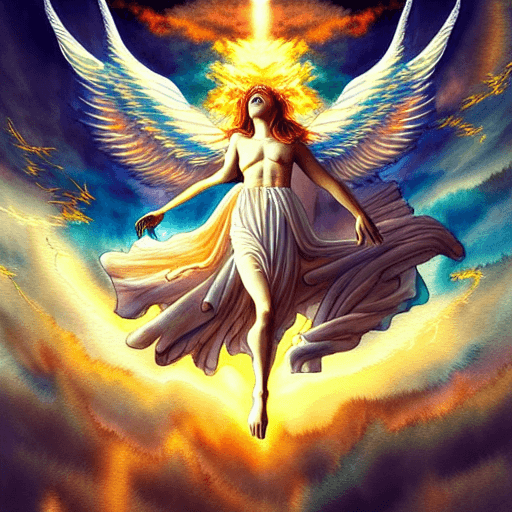 Epic Angel Illustration in Vibrant Watercolor · Creative Fabrica