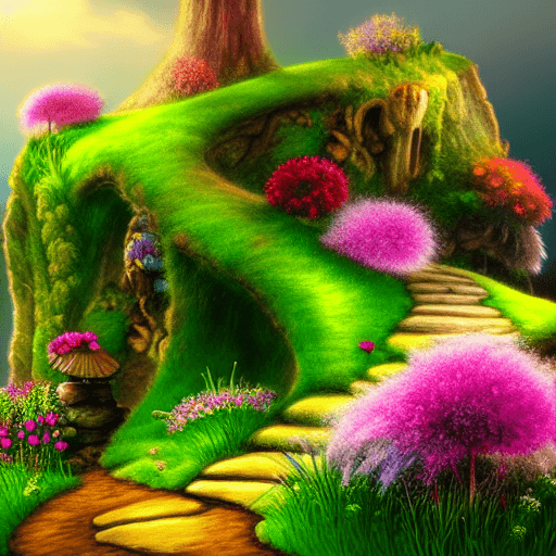 Fantasy Flowers and Greenery on a Fairyland Mountain · Creative Fabrica