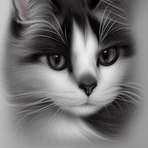 Digital black and white realistic cat picture for an