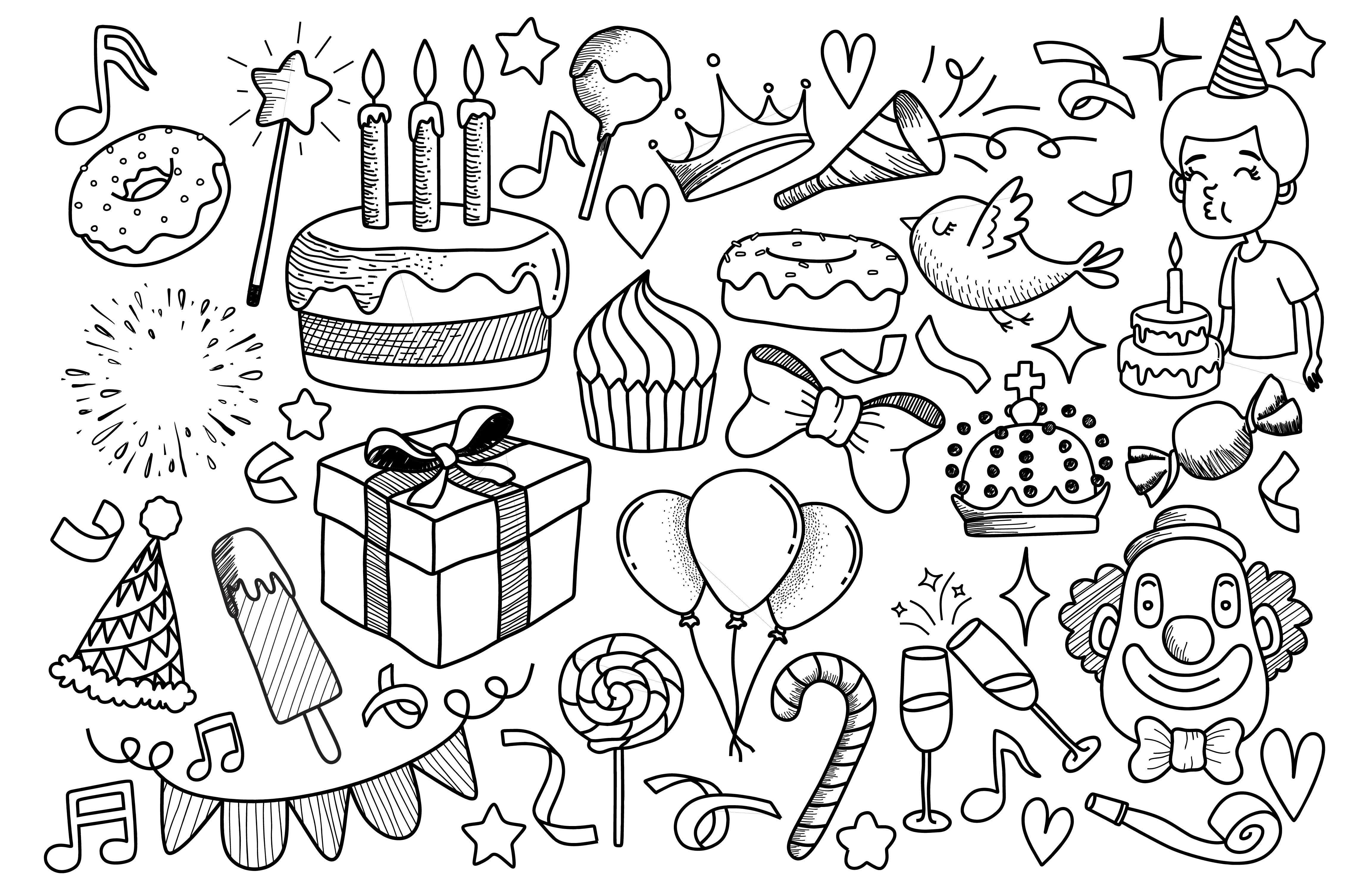 Set of Doodle Birthday Party. Graphic by etinurhayati0586 · Creative ...