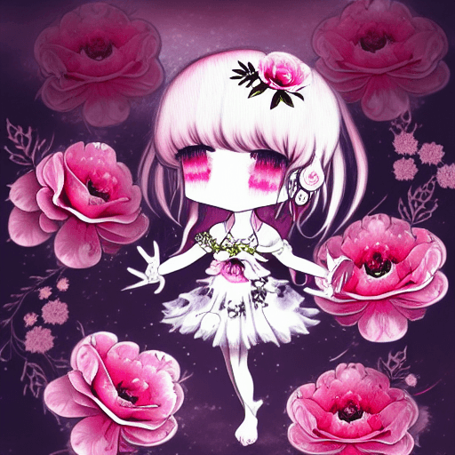 Chibi Gacha Club Life Cute Ghost Character Flowers Rose and Peonies ·  Creative Fabrica