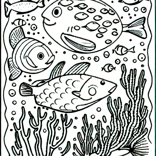 Digital Graphic Underwater Ocean Life Large Coloring Pages · Creative ...