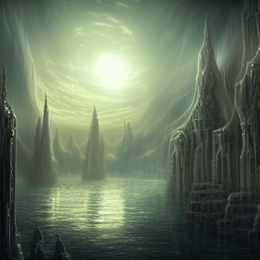 Fantasy Alien City on a Lake · Creative Fabrica