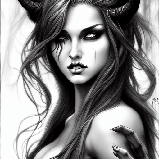 Beautiful Female Demon Graphic · Creative Fabrica
