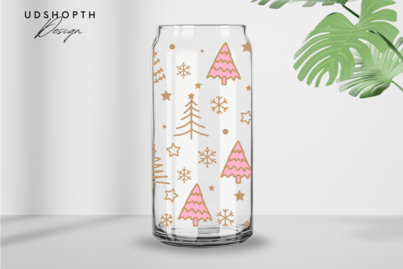 Christmas Tree Pattern Beer Can Glass