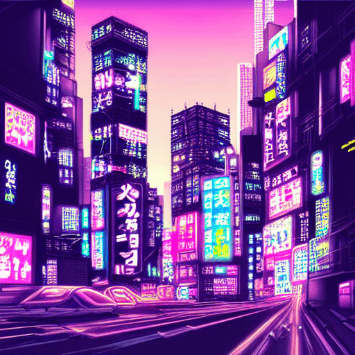 City Skyline Tokyo Fantasy Detailed Cyberpunk Neon · Creative Fabrica