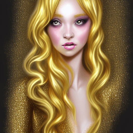 Realistic Sketch Gold Sparkle Faerie Princess Digital Graphic ...