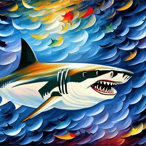 Shark in the Style of Leonid Afremov · Creative Fabrica