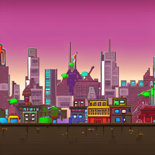 Video Game City Skyline Graphic · Creative Fabrica