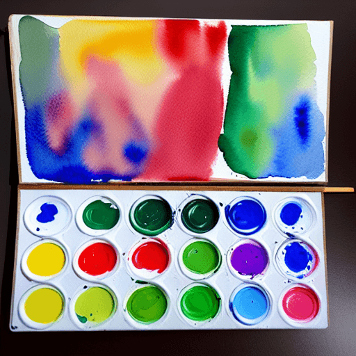 Watercolor Paint Palette and Brushes · Creative Fabrica