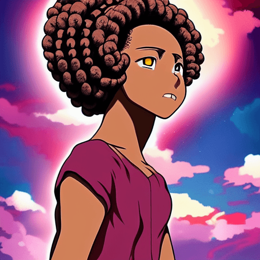 Full Body Afro Braids Anime Fighting Aesthetic Poster Art · Creative ...