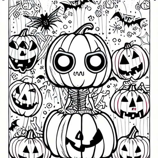 Desenhos para colorir assustadores Kawaii de Halloween · Creative