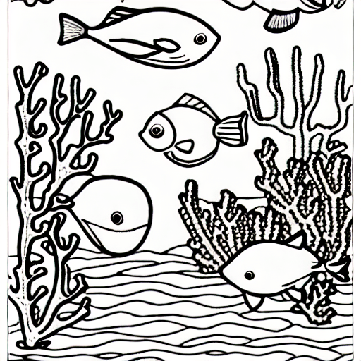 Underwater Coral Reef Coloring Page · Creative Fabrica