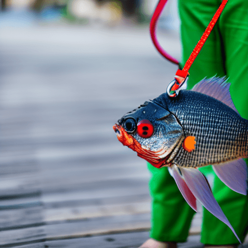 Fish on a Leash Wearing a Harness · Creative Fabrica