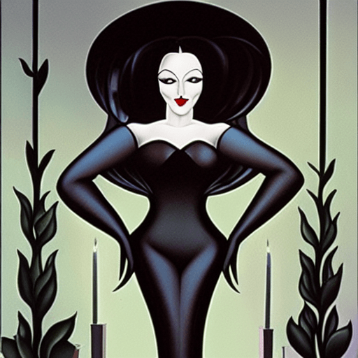 Morticia Addams in Lempicka Style · Creative Fabrica