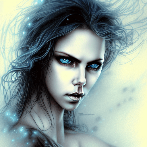 Mysterious Girl with Blue Eyes · Creative Fabrica