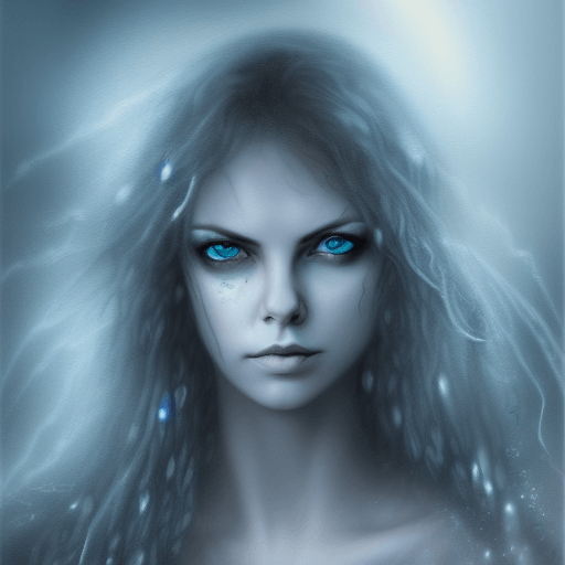 Sad Mysterious Girl with Blue Eyes · Creative Fabrica