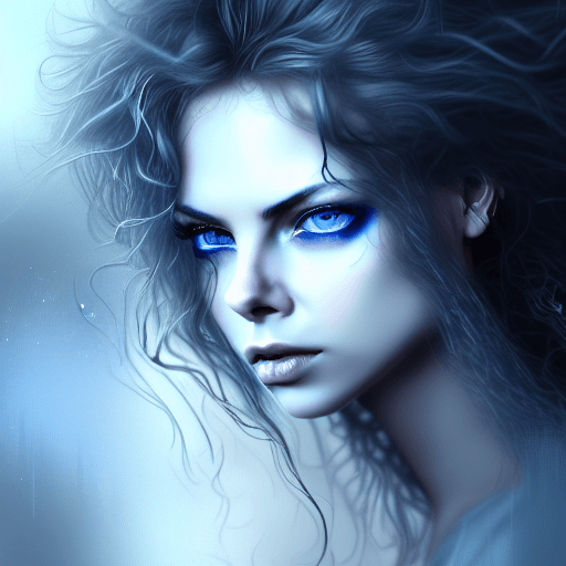 Sad Mysterious Girl with Lightblue Ice Eyes · Creative Fabrica
