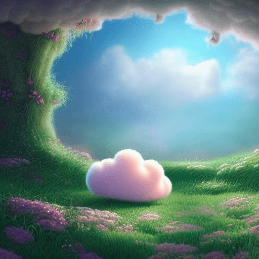 Whimsical Ultra Cute Fat Baby Cloud in Fairytale Landscape · Creative ...