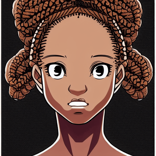 Afro Braids Anime Fighting Aesthetic Line Art Forest · Creative Fabrica