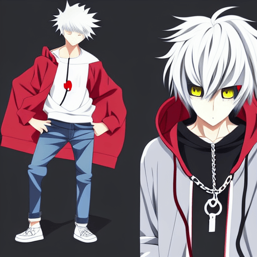 Anime Bad Boy with Wolf Ears and Red Eyes · Creative Fabrica
