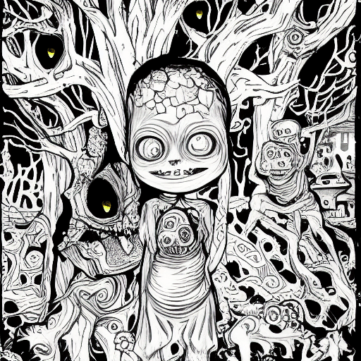 Zombie Chibi Coloring Page · Creative Fabrica