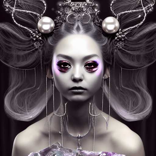 Whimsical Silver 3D Fantasy Art Female Geisha · Creative Fabrica