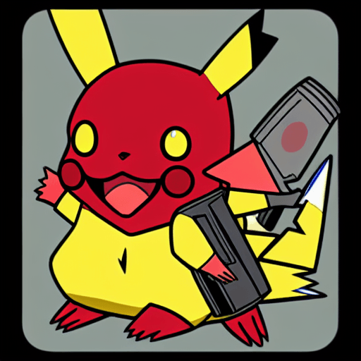 Bloody Pikachu com arma · Creative Fabrica