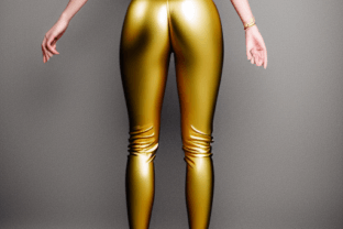 Girl in Shiny Gold Latex Pants and Gold Bra with a Big Booty · Creative  Fabrica